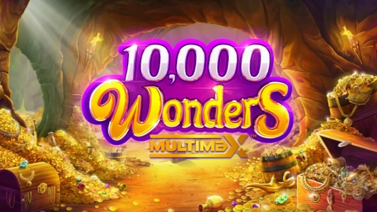 Interface vibrante e mística do slot 10,000 Wonders Multimax da ReelPlay