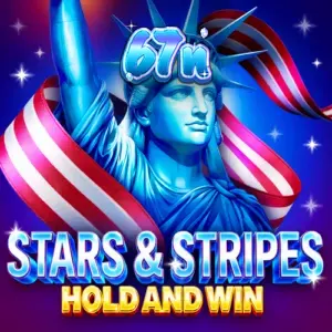 Captura de tela do jogo Stars & Stripes Hold and Win, mostrando os rolos dinâmicos e símbolos patrióticos.